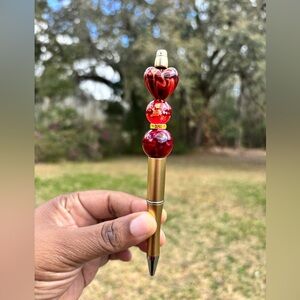 Custom made Gold and Red Beaded Pen